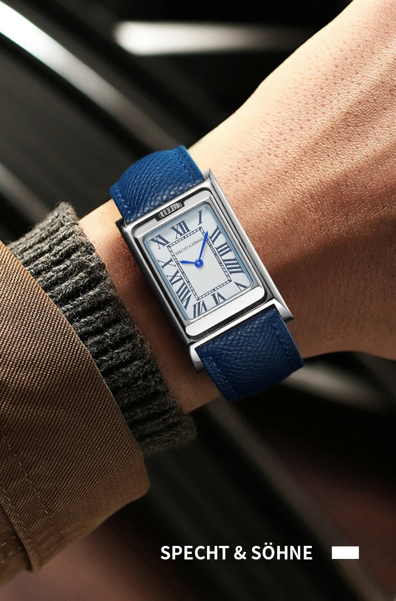 Specht&amp;Söhne Fashion Men's Quartz Watch Square Double sided Sports Watch Sapphire Crystal Stainless Steel Waterproof Watch