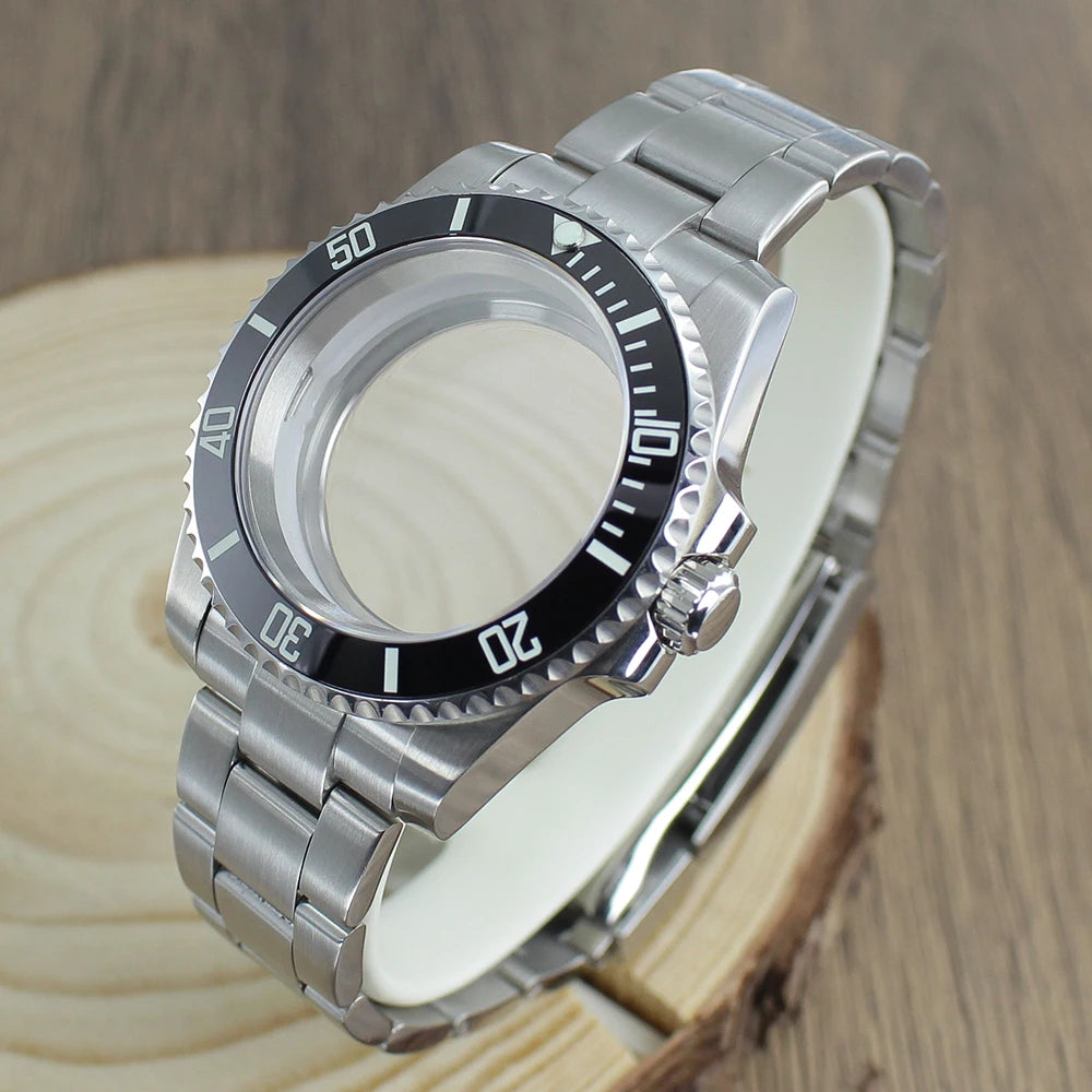 40mm NH35 Watch Case bands Sapphire for Seiko NH35 NH36 8215 2824 PT5000 Oyster Bracelet Sliding Lock Watch Bracelet Repair Part