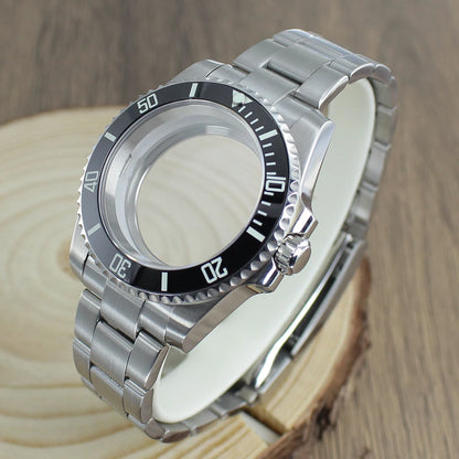 40mm NH35 Watch Case bands Sapphire for Seiko NH35 NH36 8215 2824 PT5000 Oyster Bracelet Sliding Lock Watch Bracelet Repair Part