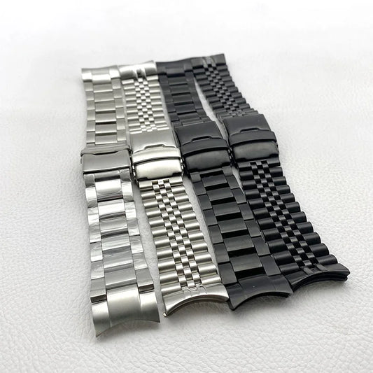 Mod Samurai King SRPE Watch Bracelet Stainless Steel 22mm Watch Strap Deployment Folding Buckle Solid Arc Ends Watch Band