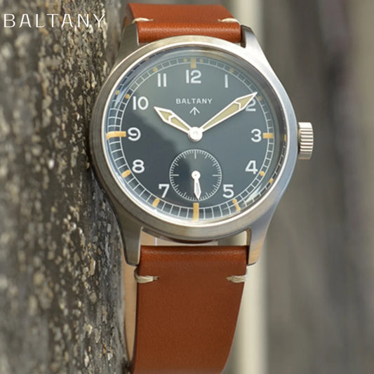 Baltany 2025 New Men's Quartz Watch VD78 Retro Military 39mm Vintage Stainless Steel 100M Waterproof Sub-Second Reloj Hombe
