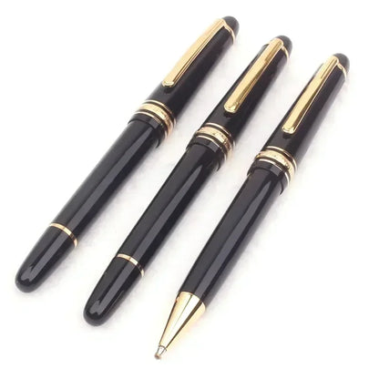 Monte Meisterstuck Collection Black Resin Ballpoint MB Rollerball Pens Platinum Coated Inlay Series Number 163 Pen