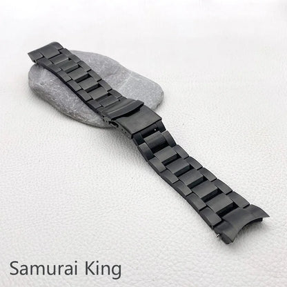 Mod Samurai King SRPE Watch Bracelet Stainless Steel 22mm Watch Strap Deployment Folding Buckle Solid Arc Ends Watch Band