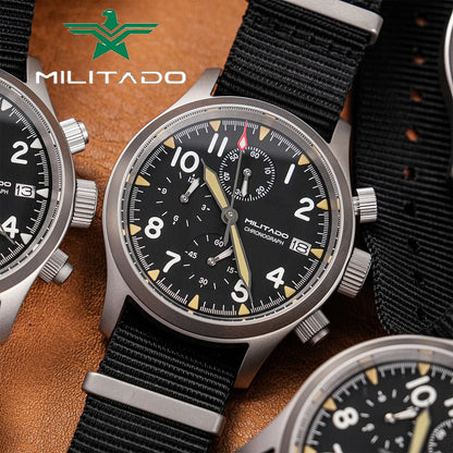 Militado ML1868KF Quartz Watch 3 Dial VK67 Chronograph Movement Stainless Steel Vintage Watch 100m Waterproof Luminous Watch