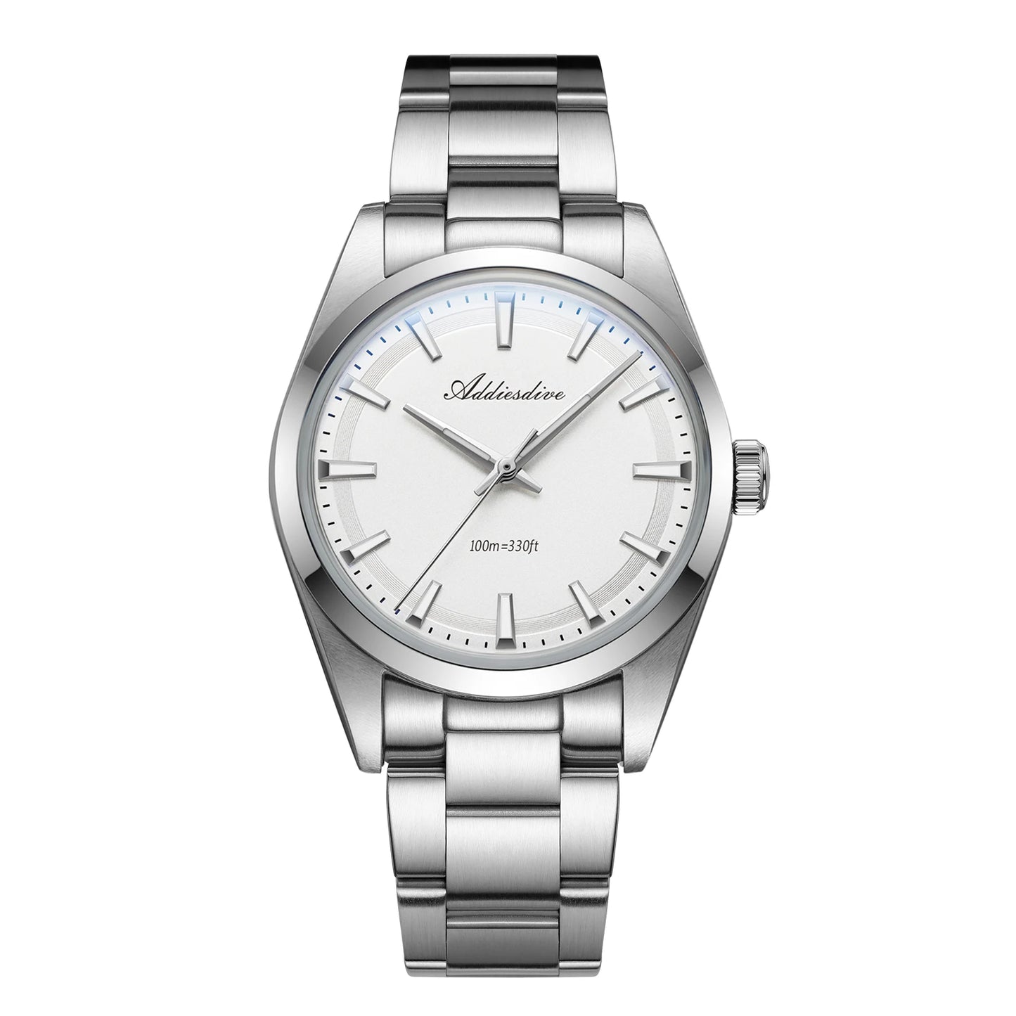 ADDIESDIVE Vira Horloĝo Nova AR-Tegaĵo Kupolvitra 100m Plonĝado 316L Neoksidebla Ŝtalo Lumplena VH31 Kvarca Horloĝo AD2066