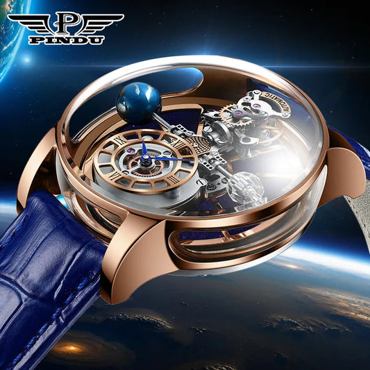 2025 NEW PINDU Design Men Watch Diamond TourbillionTop Brand Luxury Astronomia Quartz Watch Men sapphire glass waterproof Watch