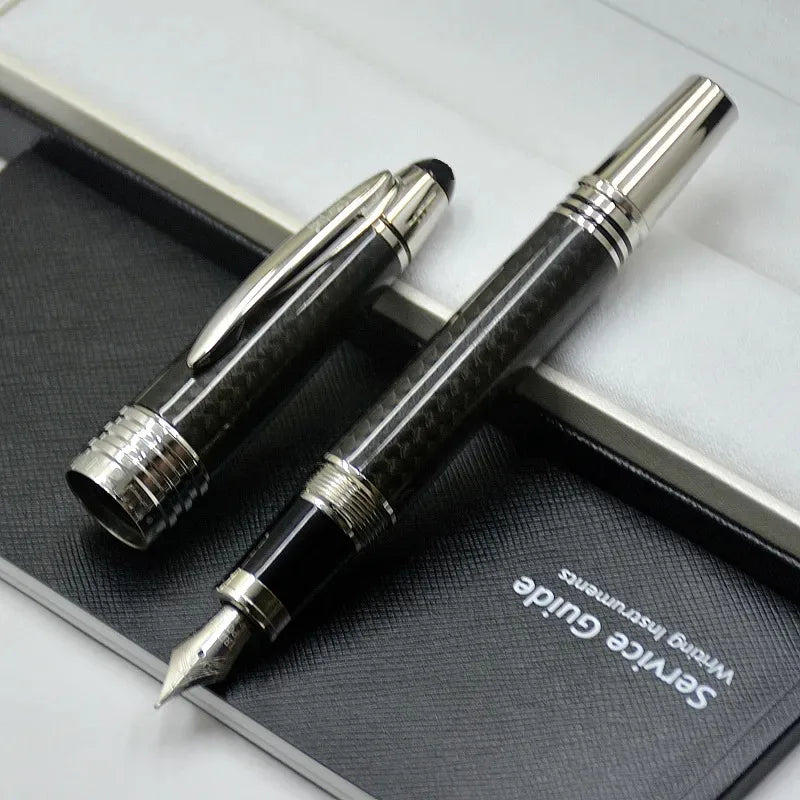 Hot John Kennedy JFK Carbon Fiber MB Gifts Fountain Pens Rollerball Ballpoint Pen Dark Blue Writing Stationery Gifts Fountain