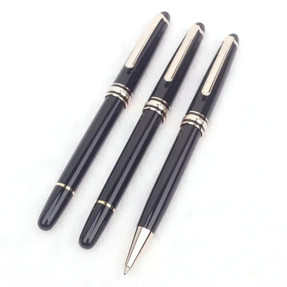 Monte Meisterstuck Collection Black 163 Pen Resin Ballpoint MB Rollerball Pens Platinum Coated Inlay Series Number Blance