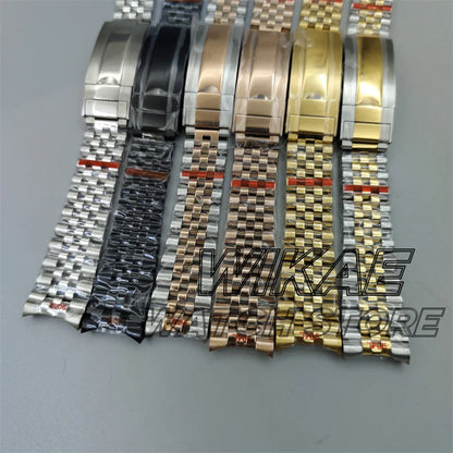 20mm New Curved End Link Watch Band Sterile Solid Stainless Steel twotone Men's Watch Bracelet Glide Clasp Fit 36mm40mm41mm Case