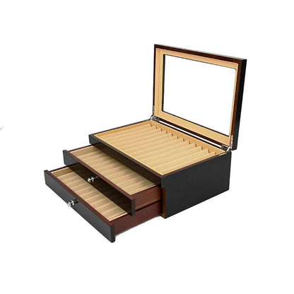 Lacquer Wooden Pen Display Storage Case 12/23/34/78 Pens Capacity Fountain Pen Collector Organizer Box with Transparent Window