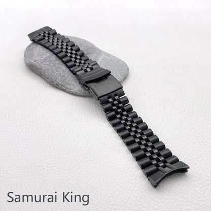 Mod Samurai King SRPE Watch Bracelet Stainless Steel 22mm Watch Strap Deployment Folding Buckle Solid Arc Ends Watch Band