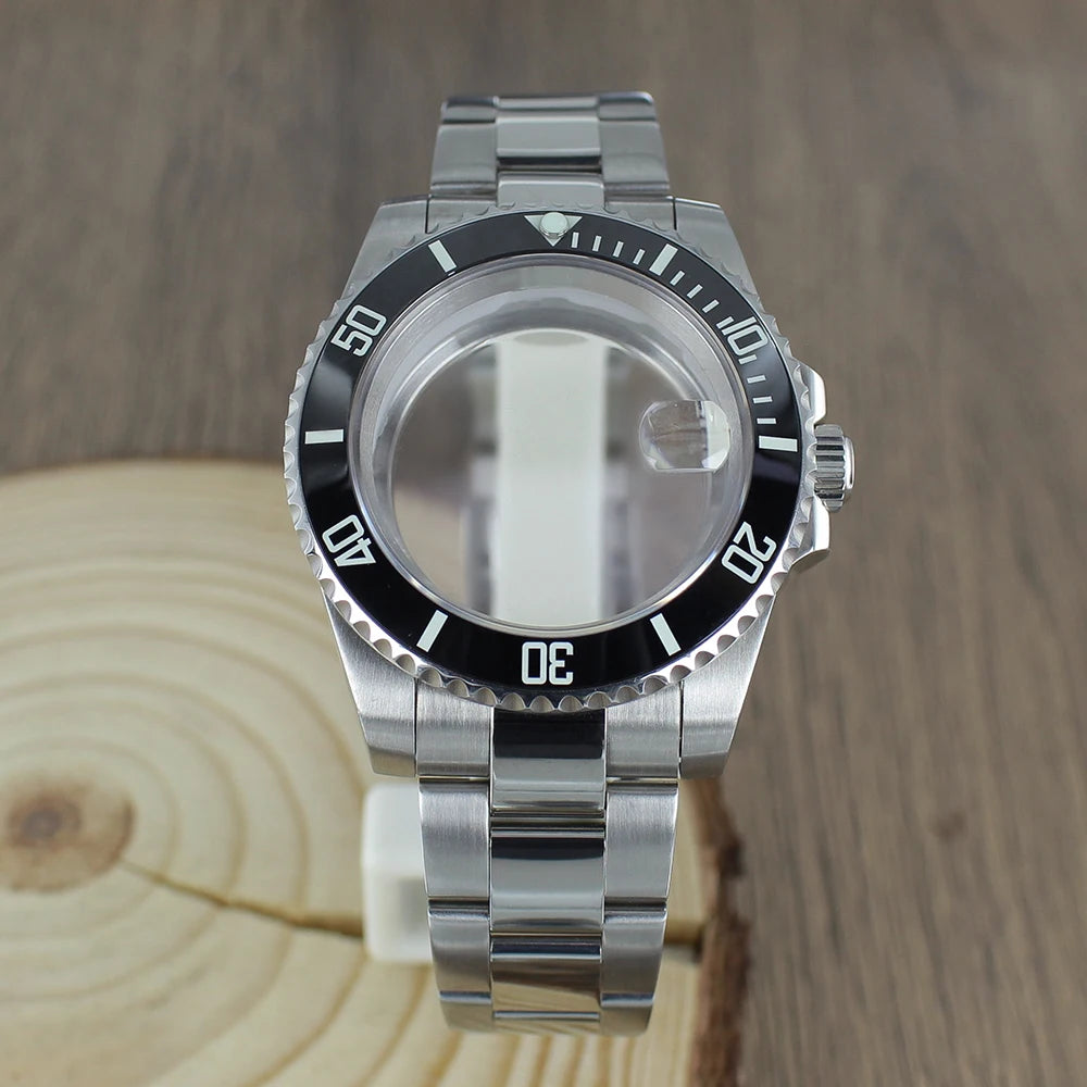 40mm NH35 Watch Case bands Sapphire for Seiko NH35 NH36 8215 2824 PT5000 Oyster Bracelet Sliding Lock Watch Bracelet Repair Part