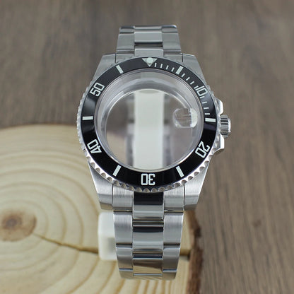 40mm NH35 Watch Case bands Sapphire for Seiko NH35 NH36 8215 2824 PT5000 Oyster Bracelet Sliding Lock Watch Bracelet Repair Part