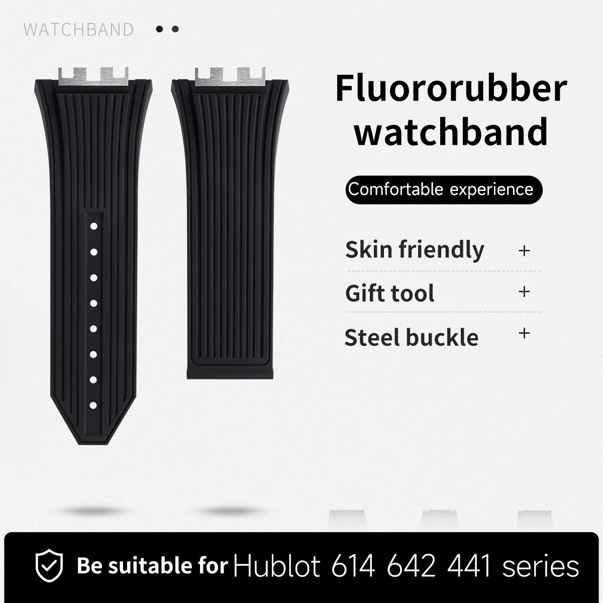 Quick Release Watchband For Hublot Strap 614 642 441 Men Watch Bracelet Stainless Steel Clasp Fluoro FKM Rubber Watchband