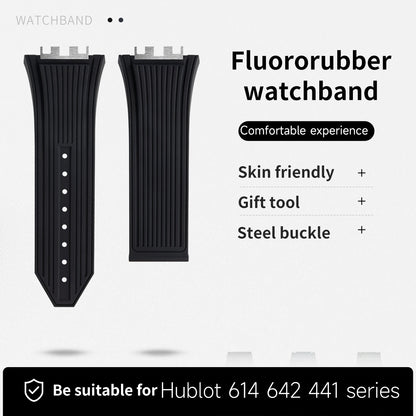 Quick Release Watchband For Hublot Strap 614 642 441 Men Watch Bracelet Stainless Steel Clasp Fluoro FKM Rubber Watchband