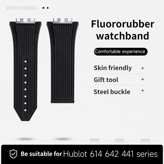 Quick Release Watchband For Hublot Strap 614 642 441 Men Watch Bracelet Stainless Steel Clasp Fluoro FKM Rubber Watchband