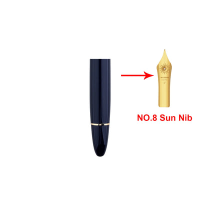 NO.8 Sun Nib MAJOHN P141 Oversized Piston Fountain Pen #8 F Nib Large Ink Capacity Black Resin Gold Silver Trim Luxury Gift Pens