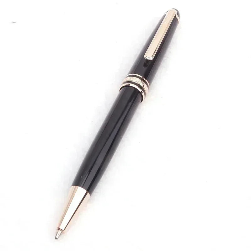 Monte Meisterstuck Collection Black Resin Ballpoint MB Rollerball Pens Platinum Coated Inlay Series Number 163 Pen