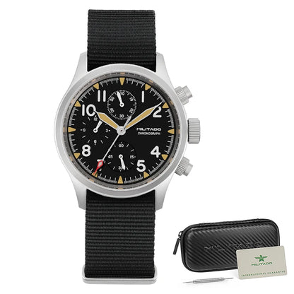 Militado ML1868KF Quartz Watch 3 Dial VK67 Chronograph Movement Stainless Steel Vintage Watch 100m Waterproof Luminous Watch