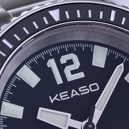 KEASO Men Quartz Watch Sapphire Mirror Ceramic Bezel 200M Waterproof C3 Luminous Solid 316L Steel Dive Quartz Movement Watch Men