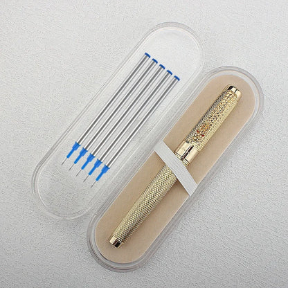 Jinhao 1200 Ora/Arĝenta Luksa Metala Globplumo-Reŝargilo kaj Skatolo Kombinitaj Plumoj por Komerca Skribado Oficeja Skribvaroj