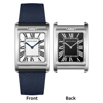Specht&amp;Söhne Fashion Men's Quartz Watch Square Double sided Sports Watch Sapphire Crystal Stainless Steel Waterproof Watch