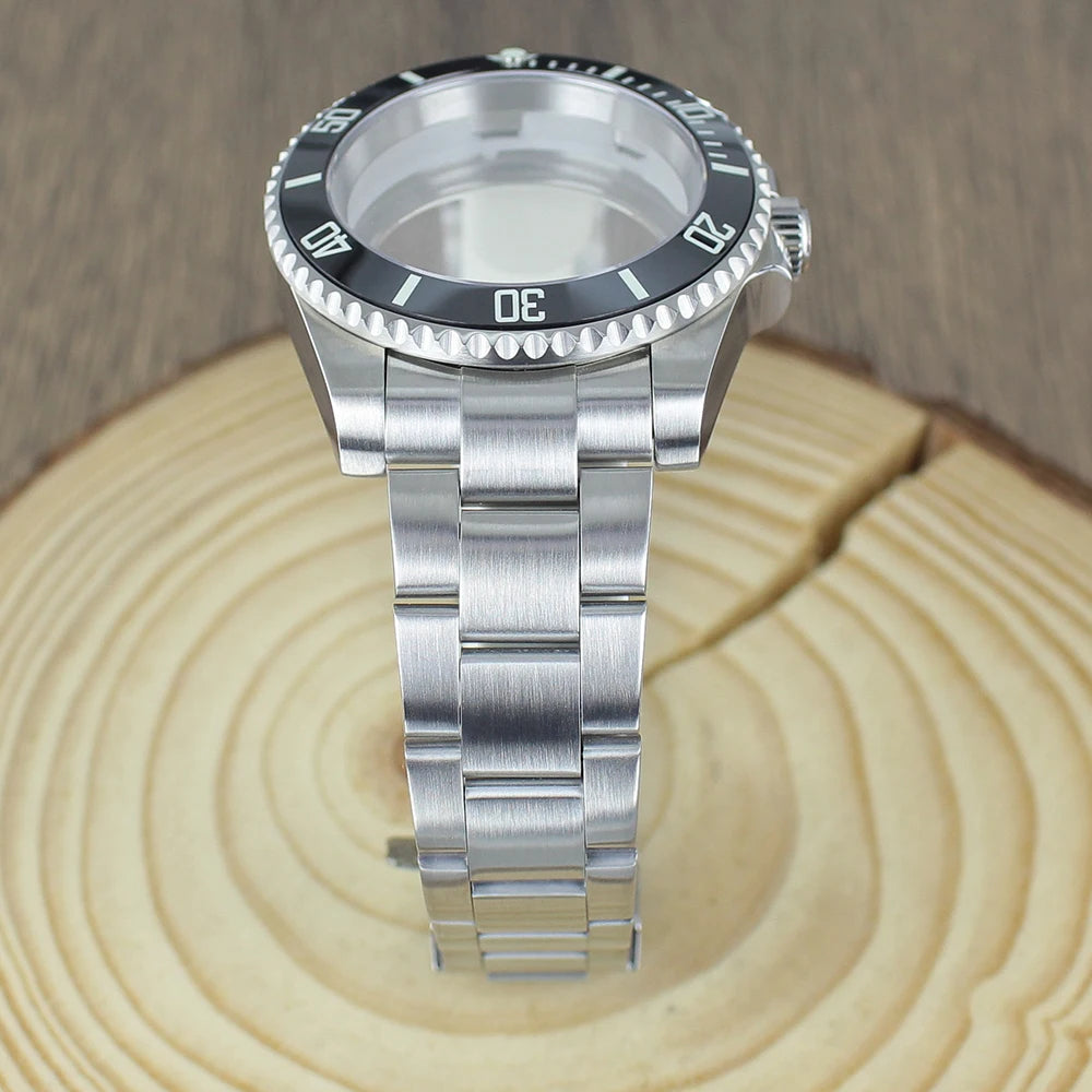 40mm NH35 Watch Case bands Sapphire for Seiko NH35 NH36 8215 2824 PT5000 Oyster Bracelet Sliding Lock Watch Bracelet Repair Part