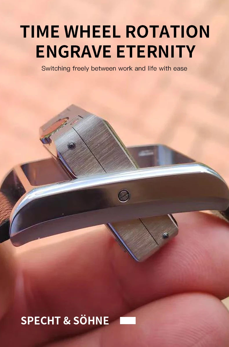 Specht&amp;Söhne Fashion Men's Quartz Watch Square Double sided Sports Watch Sapphire Crystal Stainless Steel Waterproof Watch