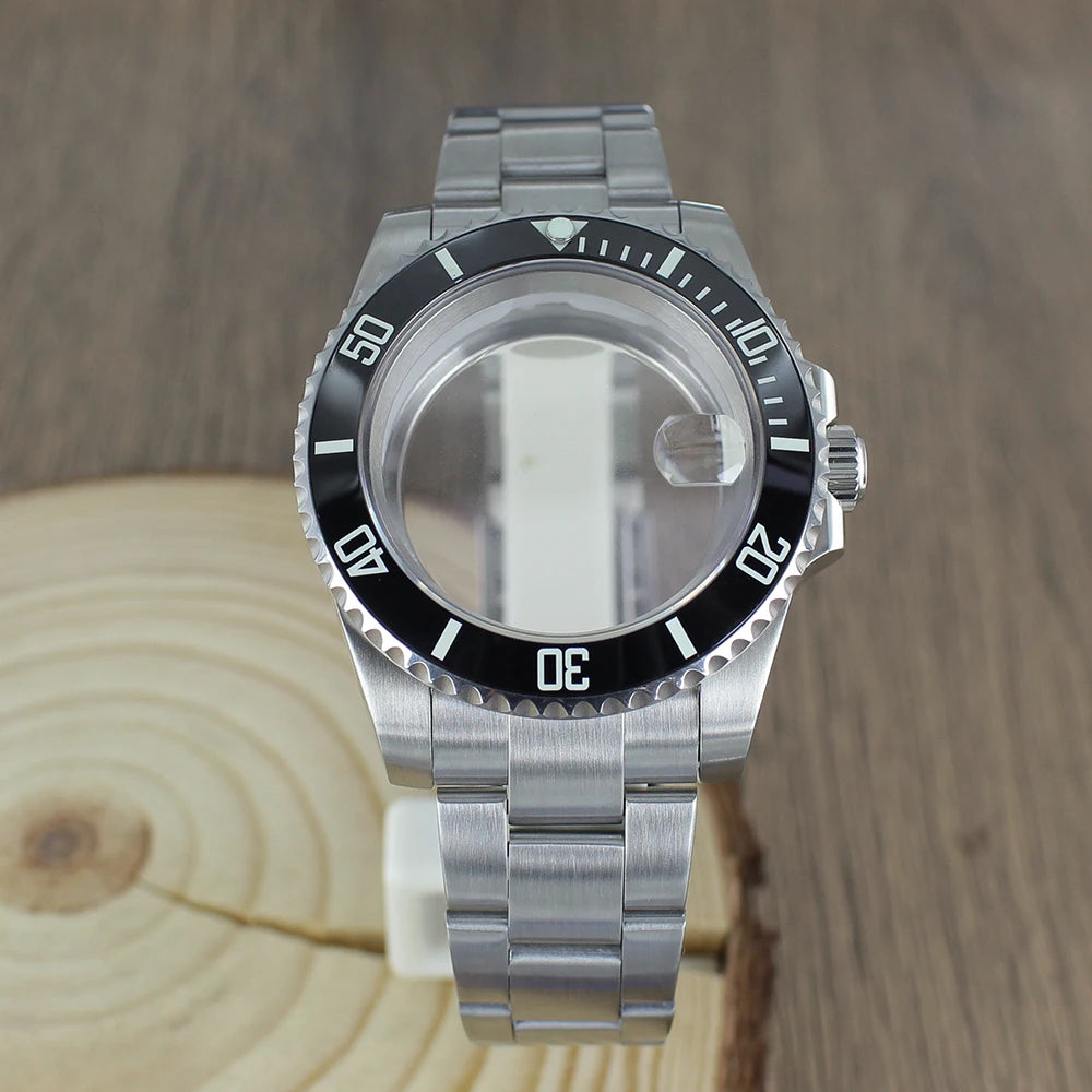 40mm NH35 Watch Case bands Sapphire for Seiko NH35 NH36 8215 2824 PT5000 Oyster Bracelet Sliding Lock Watch Bracelet Repair Part