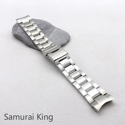 Mod Samurai King SRPE Watch Bracelet Stainless Steel 22mm Watch Strap Deployment Folding Buckle Solid Arc Ends Watch Band