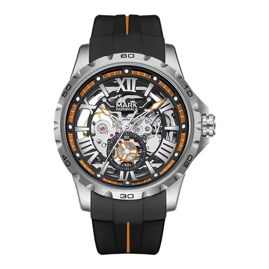 Automatic Mechanical Men's Watch High Quality Skeleton Tourbillon Waterproof Rubber Strap
