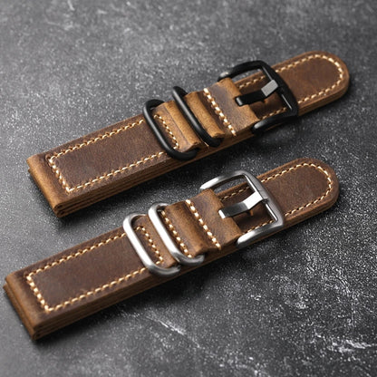 Vintage Crazy Horse Leather Watchband 20 22 24MM Thickened Old Made Retro Style Bracelet Men Watch Bracelet Soft Bracelet