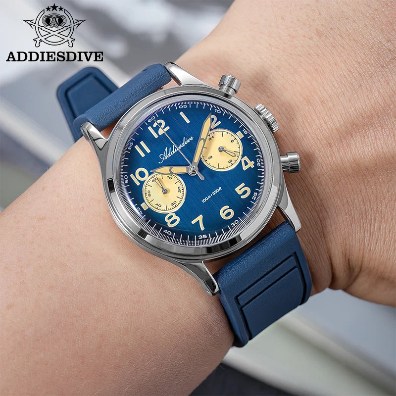 ADDIESDIVE VK64 Chronograph Watch Men Retro Luxury Quartz Watch AD2516 Waterproof 100M Military Nylon Strap 38mm Luminous Dial