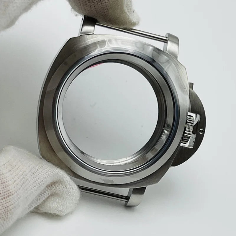 Horloĝa akcesoraĵo 40MM rustorezista ŝtala kazo kun protekta tenilo, taŭga por NH35/36/4R/7S mekanismoj