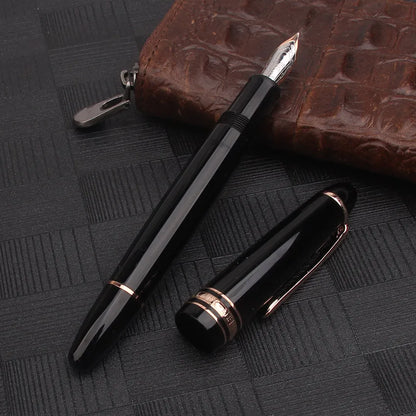 Nigra Rezina 149 Piŝta Plumo kun Fenestro por Vido, Rulpremilo, Arĝenta Ora Klipo, Komerca Oficeja Lernejo, Skribplumoj