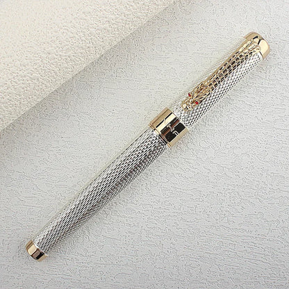 Jinhao 1200 Ora/Arĝenta Luksa Metala Globplumo-Reŝargilo kaj Skatolo Kombinitaj Plumoj por Komerca Skribado Oficeja Skribvaroj