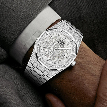 HAEMMER 2025 New Top Brand Man Quartz Watch Luxury Luminous Chronograph Wristwatch Stainless Steel Waterproof Men Calendar Clock