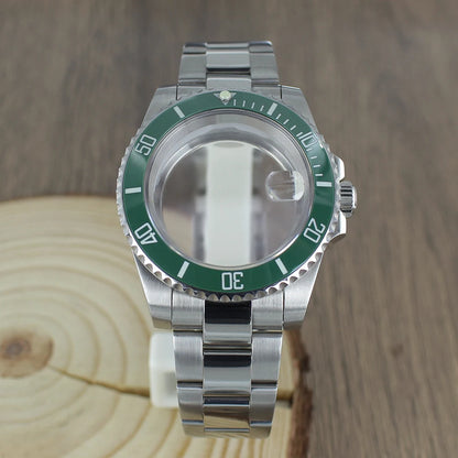 40mm NH35 Watch Case bands Sapphire for Seiko NH35 NH36 8215 2824 PT5000 Oyster Bracelet Sliding Lock Watch Bracelet Repair Part