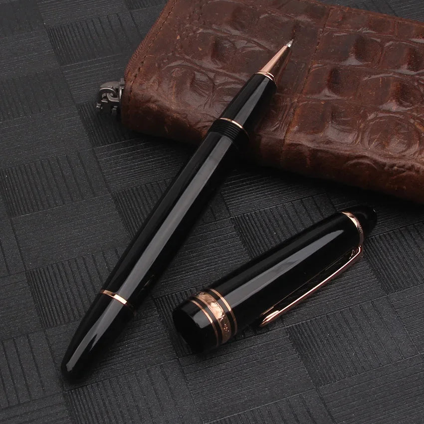 Nigra Rezina 149 Piŝta Plumo kun Fenestro por Vido, Rulpremilo, Arĝenta Ora Klipo, Komerca Oficeja Lernejo, Skribplumoj