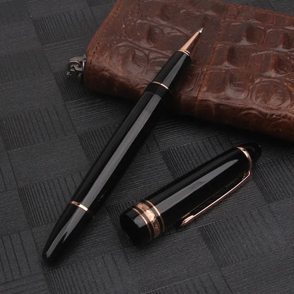 Nigra Rezina 149 Piŝta Plumo kun Fenestro por Vido, Rulpremilo, Arĝenta Ora Klipo, Komerca Oficeja Lernejo, Skribplumoj