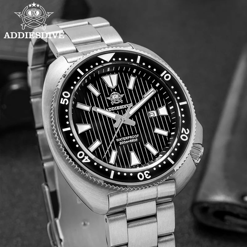 ADDIESDIVE Men's Watch AD2507 20Bar Waterproof Window Display Reloj Hombre BGW9 Super Luminous Sapphire Glass Quartz Watch