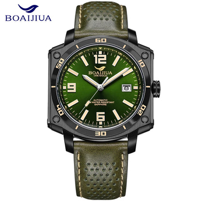 BOAIJIUA Plene Aŭtomata Mekanika Vira Horloĝo Originala Dezajno Mekanikaj Horloĝoj 50m Akvorezista Lumplena Brakhorloĝo por Viroj