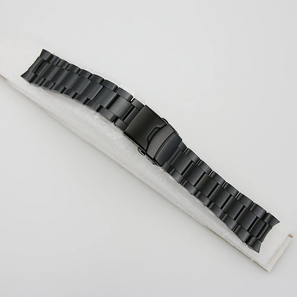 316L Stainless Steel Solid Band With Buckle Coved Solid 3 Link 22mm Fit SKX007 Watch Bracelet