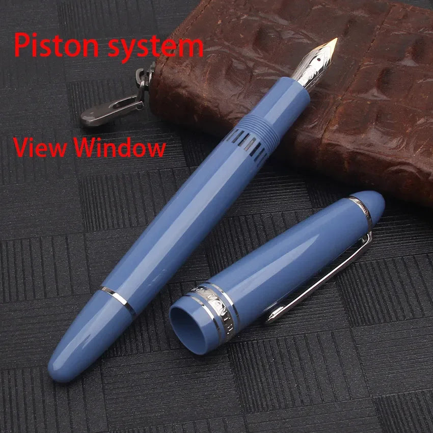 Nigra Rezina 149 Piŝta Plumo kun Fenestro por Vido, Rulpremilo, Arĝenta Ora Klipo, Komerca Oficeja Lernejo, Skribplumoj