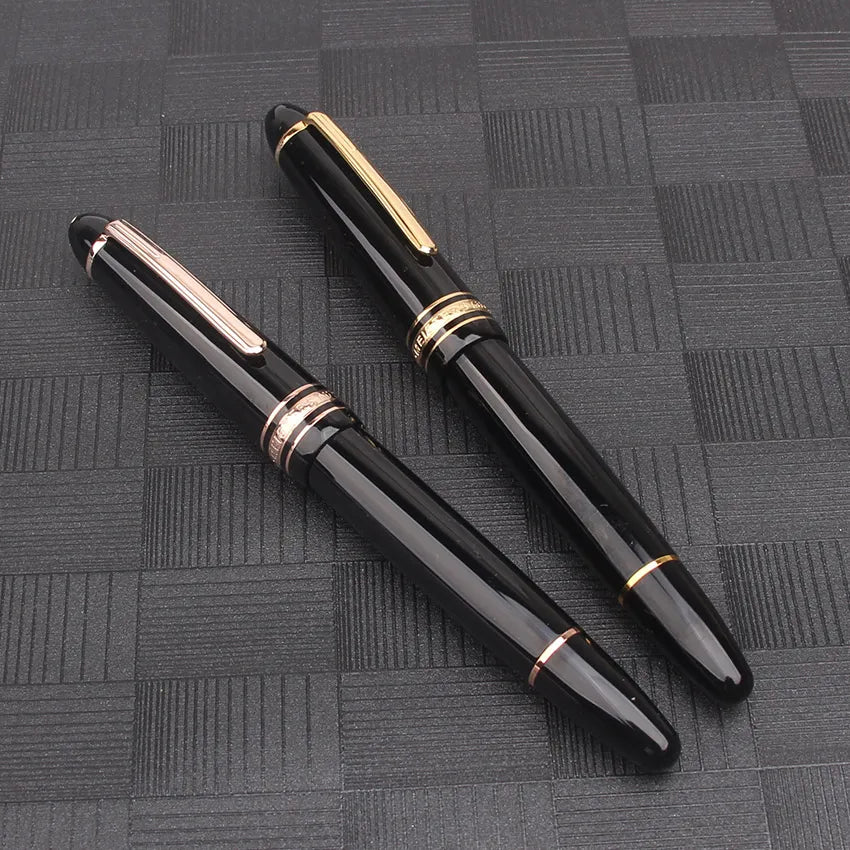 Nigra Rezina 149 Piŝta Plumo kun Fenestro por Vido, Rulpremilo, Arĝenta Ora Klipo, Komerca Oficeja Lernejo, Skribplumoj