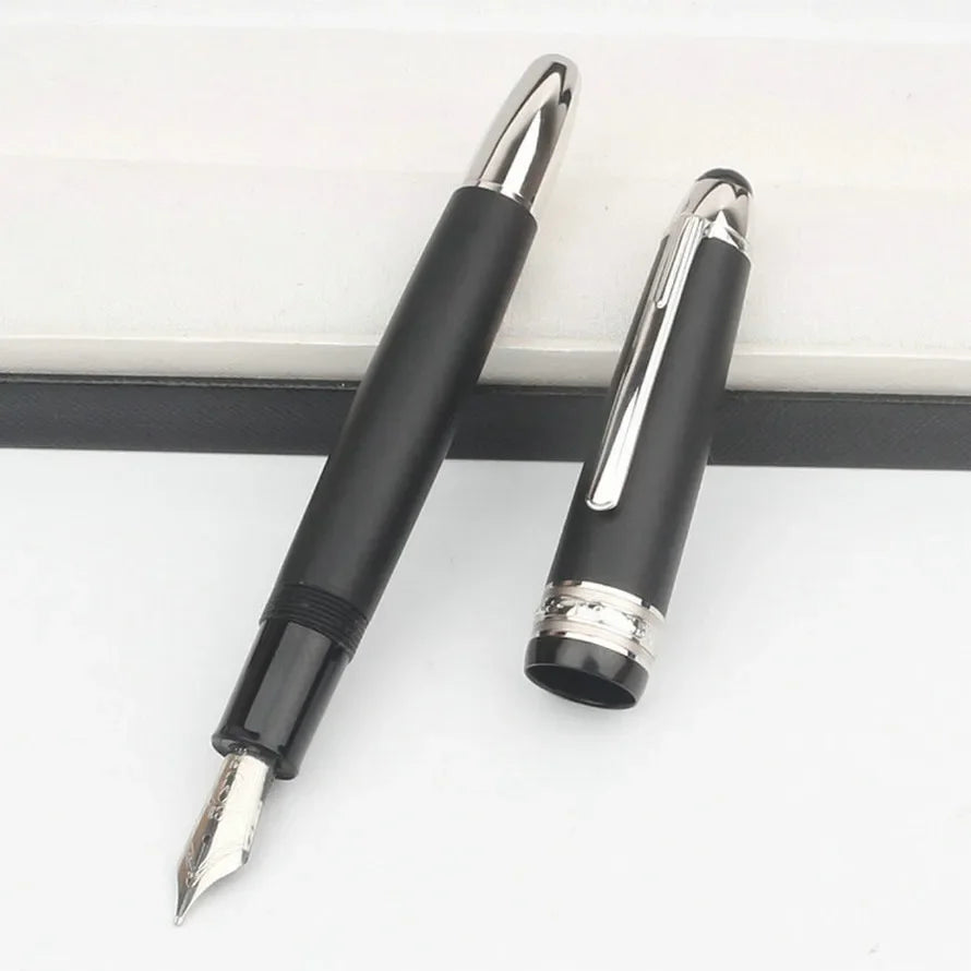 Nigra Rezina 149 Piŝta Plumo kun Fenestro por Vido, Rulpremilo, Arĝenta Ora Klipo, Komerca Oficeja Lernejo, Skribplumoj