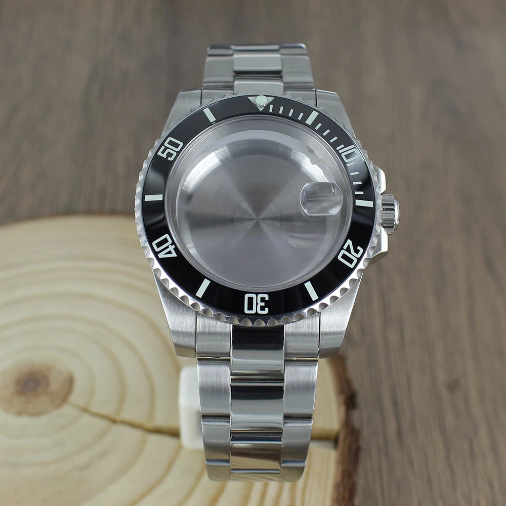 40mm NH35 Watch Case bands Sapphire for Seiko NH35 NH36 8215 2824 PT5000 Oyster Bracelet Sliding Lock Watch Bracelet Repair Part