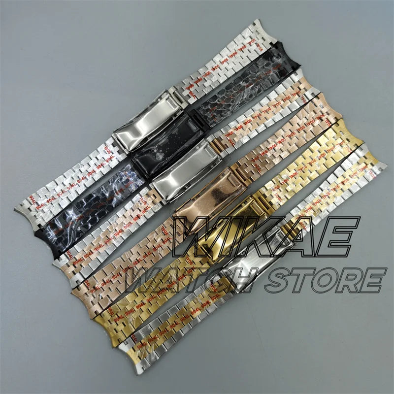 20mm New Curved End Link Watch Band Sterile Solid Stainless Steel twotone Men's Watch Bracelet Glide Clasp Fit 36mm40mm41mm Case