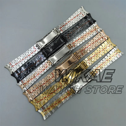 20mm New Curved End Link Watch Band Sterile Solid Stainless Steel twotone Men's Watch Bracelet Glide Clasp Fit 36mm40mm41mm Case