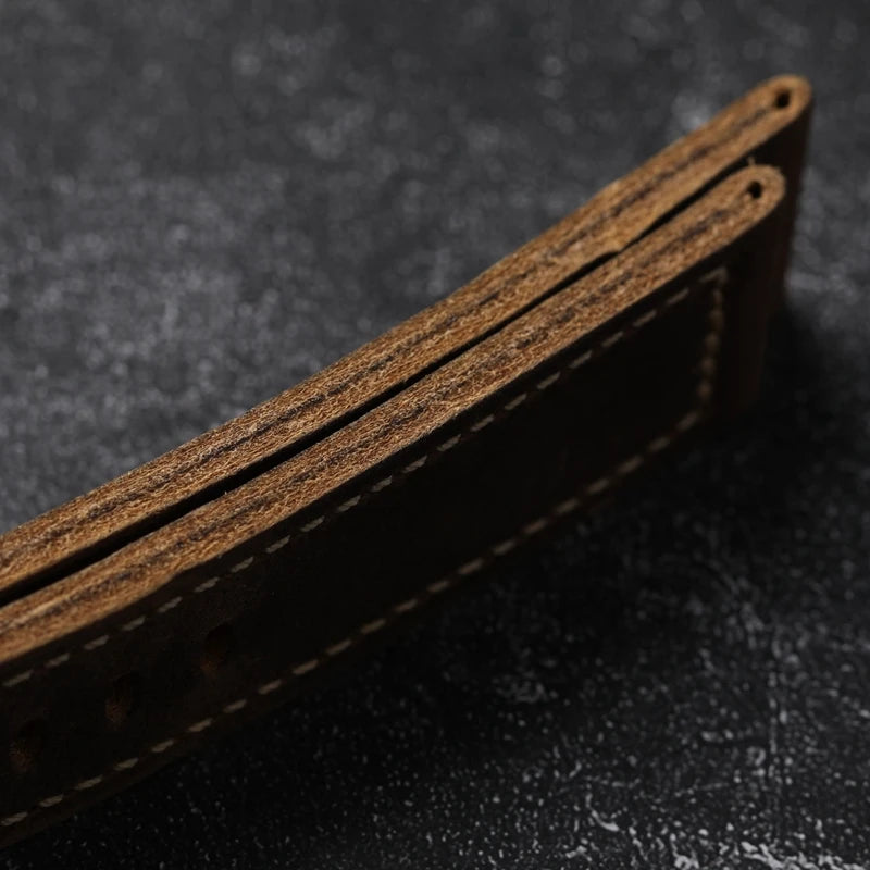 Vintage Crazy Horse Leather Watchband 20 22 24MM Thickened Old Made Retro Style Bracelet Men Watch Bracelet Soft Bracelet